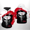 NHL Carolina Hurricanes Black Red Punisher Skull Pullover Hoodie