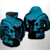 NBA Charlotte Hornets Black Teal Skull Pullover Hoodie V7
