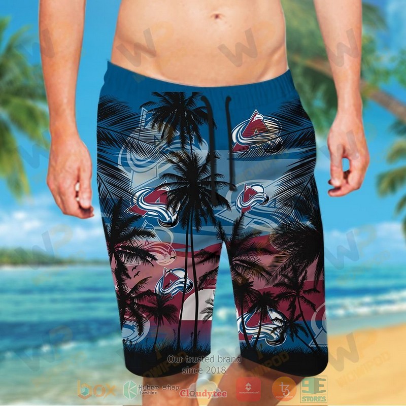 NHL Colorado Avalanche Coconut Tree Men Beach Shorts