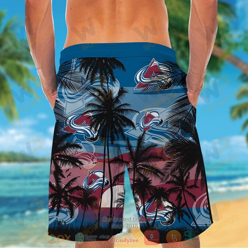 NHL Colorado Avalanche Coconut Tree Men Beach Shorts