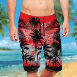 NHL Detroit Red Wings Coconut Tree Men Beach Shorts
