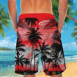 Alternative view of NHL Detroit Red Wings Coconut Tree Men Beach Shorts