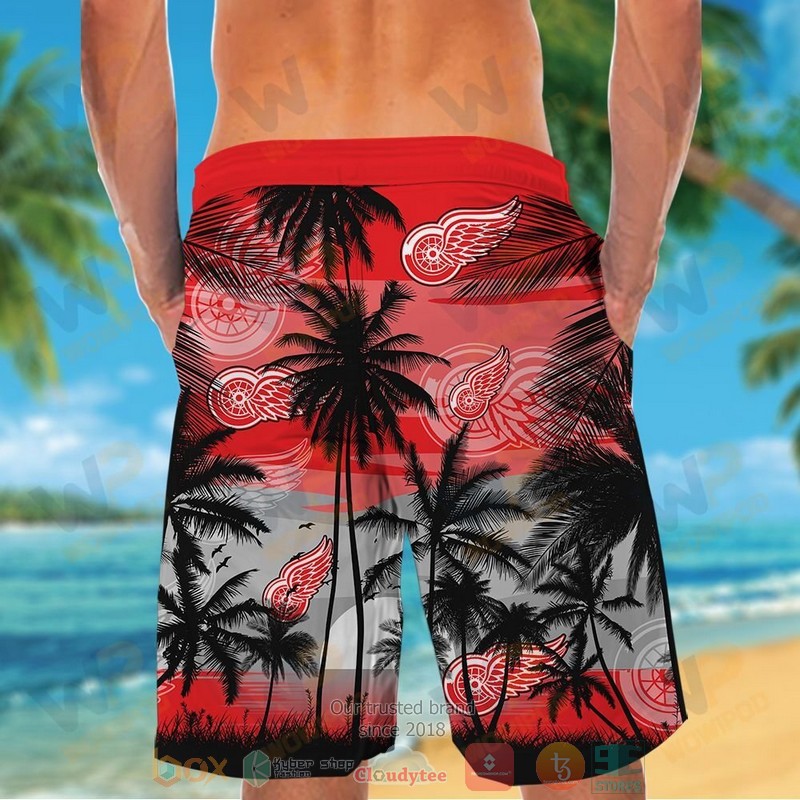 NHL Detroit Red Wings Coconut Tree Men Beach Shorts NHL Detroit Red Wings Coconut Tree Men Beach Shorts