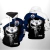 NHL Edmonton Oilers Black Navy Blue Punisher Skull Pullover Hoodie