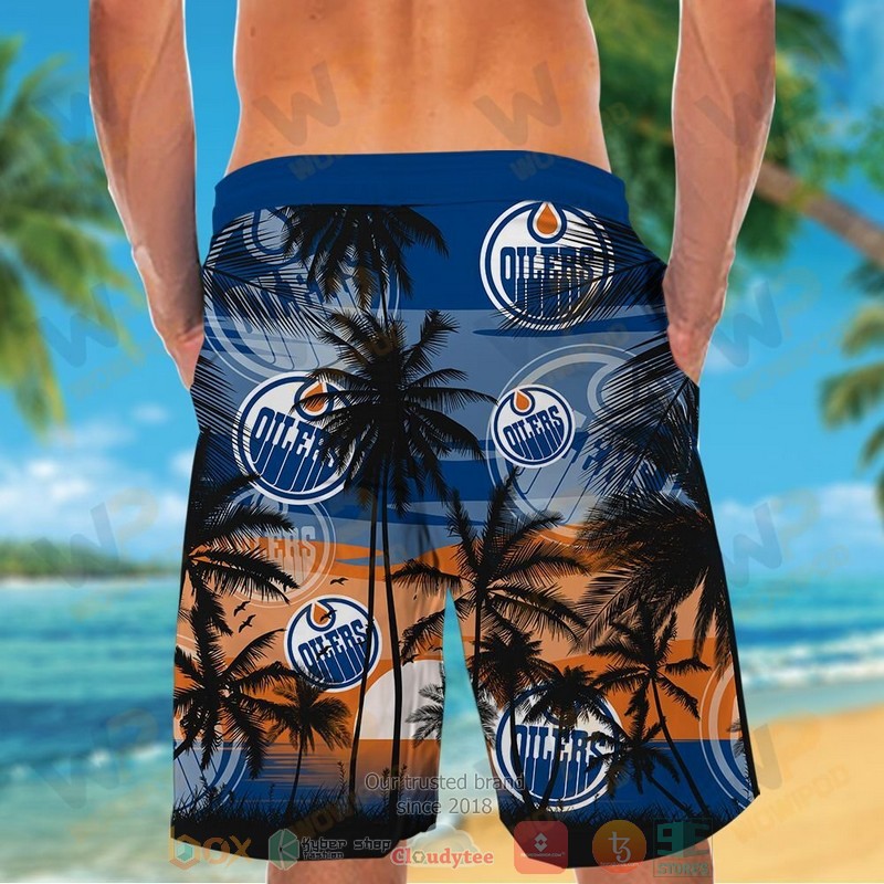 NHL Edmonton Oilers Coconut Tree Men Beach Shorts V2 NHL Edmonton Oilers Coconut Tree Men Beach Shorts V2