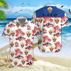 Elche CF Coconut Tree White Blue Hawaiian Shirt