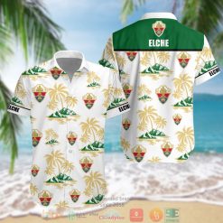 Elche CF Coconut Tree White Green Hawaiian Shirt
