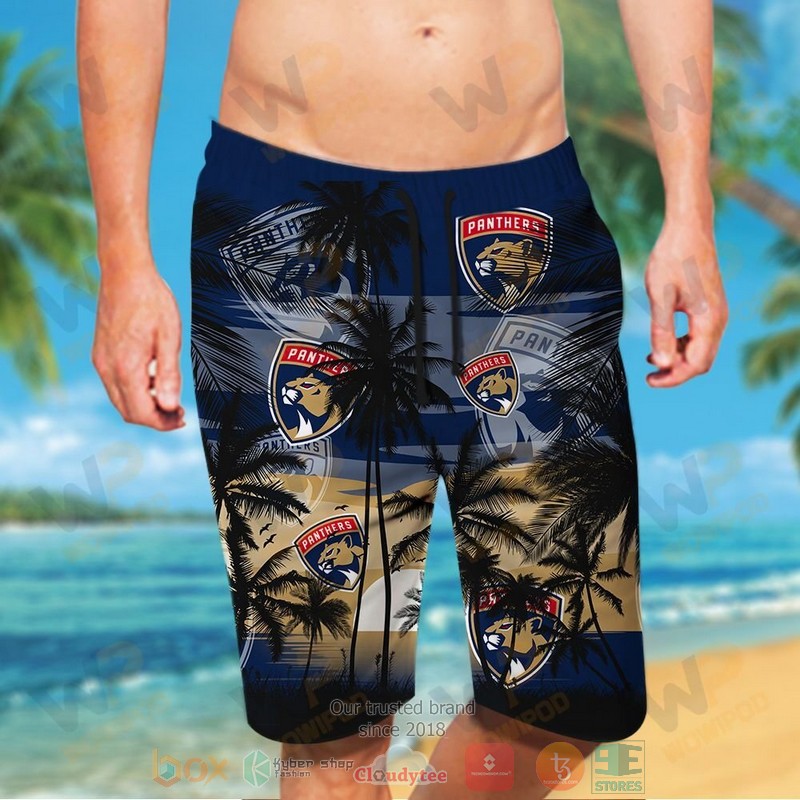 NHL Florida Panthers Coconut Tree Men Beach Shorts NHL Florida Panthers Coconut Tree Men Beach Shorts