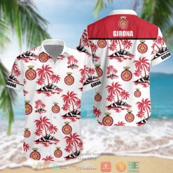 Girona FC Coconut Tree Red White Hawaiian Shirt