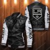 NHL Los Angeles Kings Black White Leather Bomber Jacket