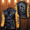 NHL Los Angeles Kings Black Yellow Leather Bomber Jacket