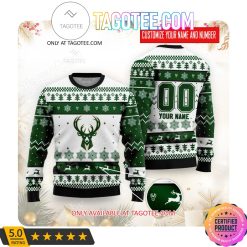 NCAA Virginia Cavaliers Custom Name Number White Green Ugly Christmas Sweater