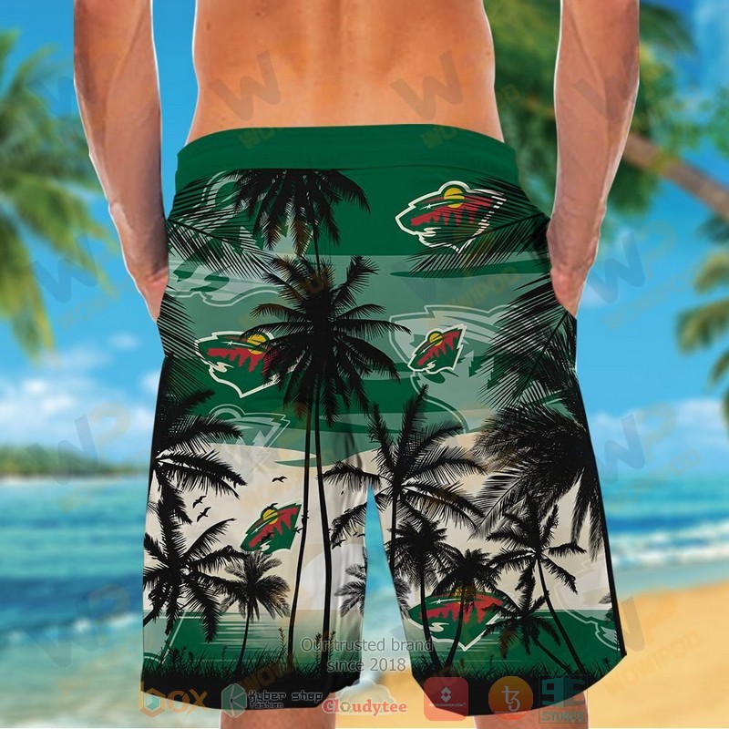 NHL Minnesota Wild Coconut Tree Men Beach Shorts NHL Minnesota Wild Coconut Tree Men Beach Shorts