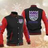 NBA Sacramento Kings Black Red Baseball Jacket