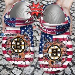 NHL Boston Bruins American Flag Custom Name Crocs