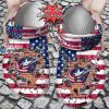 NHL Columbus Blue Jackets American Flag Custom Name Crocs