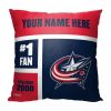 NHL Columbus Blue Jackets Colorblock Custom Name Square Pillow Case