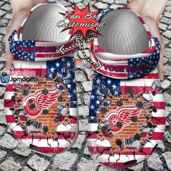 NHL Detroit Red Wings American Flag Custom Name Crocs