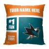 NHL San Jose Sharks Colorblock Custom Name Square Pillow Case