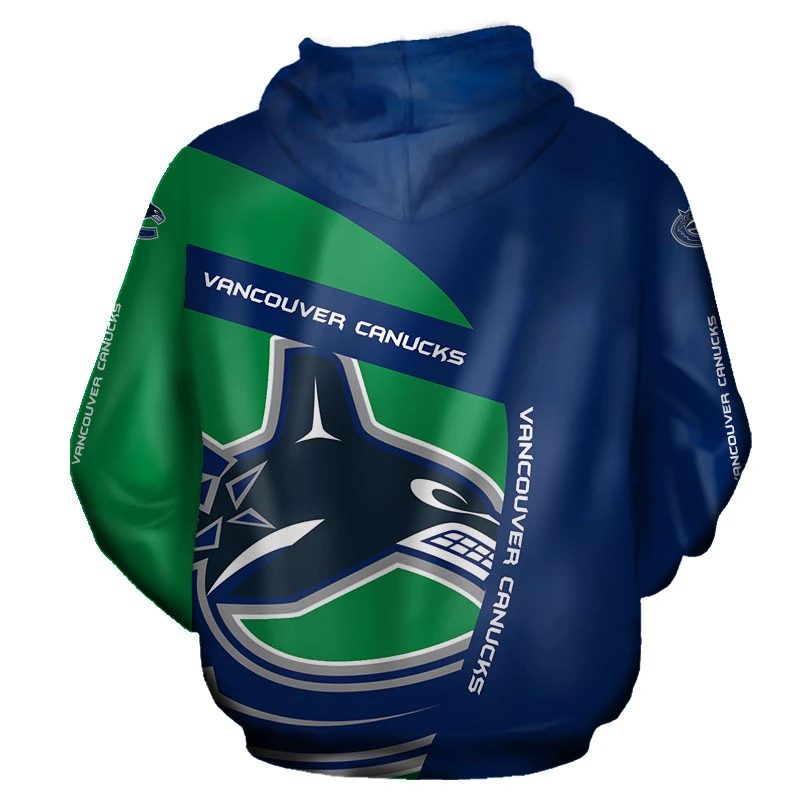 Alternative view of NHL Vancouver Canucks Blue Green Pullover Hoodie V5