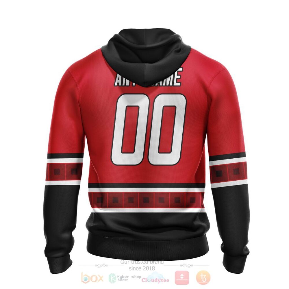 NHL Carolina Hurricanes Custom Name Number Red Black 2022 Concepts 50 Years Anniversary Jersey Pullover Hoodie
