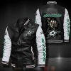 NHL Dallas Stars Black White Leather Bomber Jacket