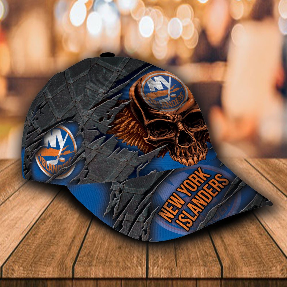 NHL New York Islanders Wings Skull Custom Name Classic Cap
