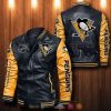 NHL Pittsburgh Penguins Black Yellow Leather Bomber Jacket