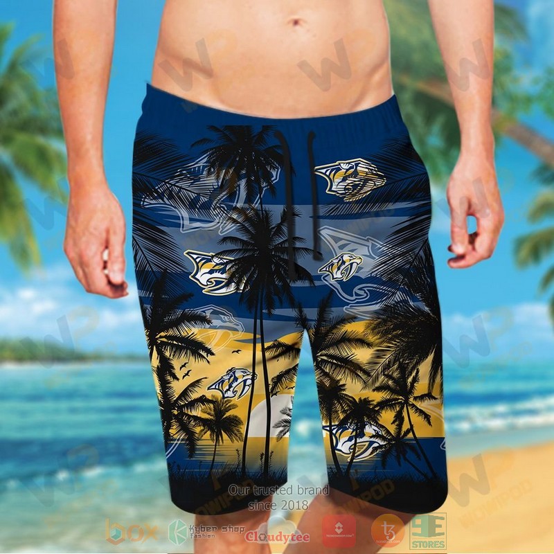 NHL Nashville Predators Coconut Tree Men Beach Shorts NHL Nashville Predators Coconut Tree Men Beach Shorts