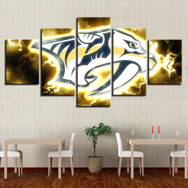 NHL Nashville Predators Thunder Team Logo 5 Panel Canvas NHL Nashville Predators Thunder Team Logo 5 Panel Canvas