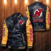 NHL New Jersey Devils Black Yellow Leather Bomber Jacket