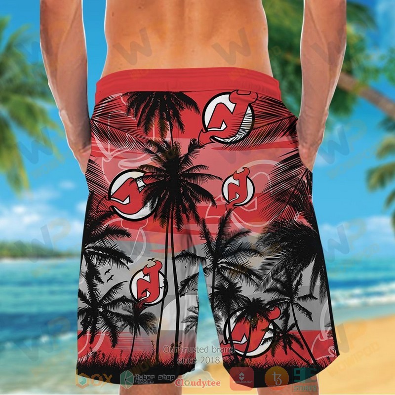 NHL New Jersey Devils Coconut Tree Men Beach Shorts NHL New Jersey Devils Coconut Tree Men Beach Shorts