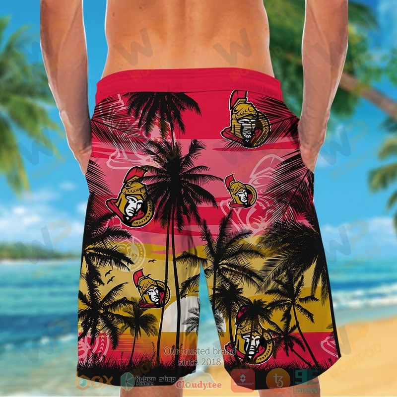 NHL Ottawa Senators Coconut Tree Men Beach Shorts