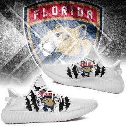 NHL Florida Panthers White Scratch Yeezy Boost Sneakers