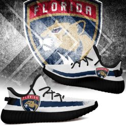 NHL Florida Panthers White Blue Yeezy Boost Sneakers - Image 2