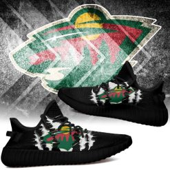 NHL Minnesota Wild Black Scratch Yeezy Boost Sneakers - Image 2