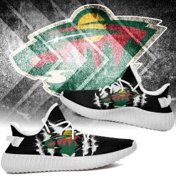 NHL Minnesota Wild Black Scratch Yeezy Boost Sneakers