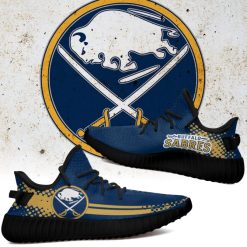 Alternative view of NHL Buffalo Sabres Blue Gold Yeezy Boost Sneakers