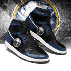 Alternative view of NHL Buffalo Sabres Blue Black Air Jordan 1 High Sneakers