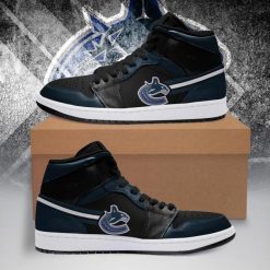 NHL Vancouver Canucks Blue Black Air Jordan 1 High Sneakers V2