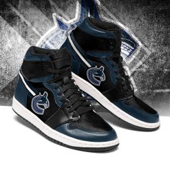 Alternative view of NHL Vancouver Canucks Blue Black Air Jordan 1 High Sneakers V2