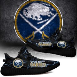 Alternative view of NHL Buffalo Sabres Blue Lightning Yeezy Boost Sneakers