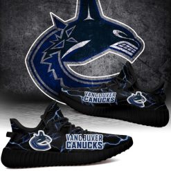 Alternative view of NHL Vancouver Canucks Blue Black Lightning Yeezy Boost Sneakers