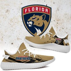 NHL Florida Panthers Gold Blue Arrow Yeezy Boost Sneakers