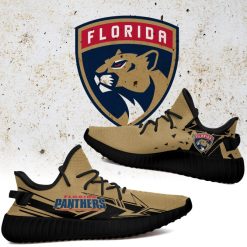 NHL Florida Panthers Gold Blue Arrow Yeezy Boost Sneakers - Image 2