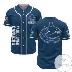 NHL Vancouver Canucks Custom Name Blue Baseball Jersey