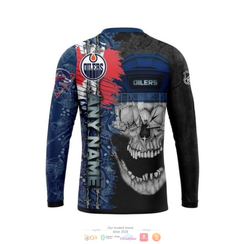NHL Edmonton Oilers Custom Name Navy Blue Canada Flag Skull Scratch Sweatshirt NHL Edmonton Oilers Custom Name Navy Blue Canada Flag Skull Scratch Sweatshirt