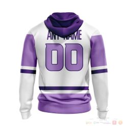 Alternative view of NHL Anaheim Ducks Custom Name Number Hockey Fight Cancer Jersey Zip Up Hoodie