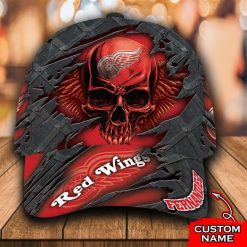 NHL Detroit Red Wings Custom Name Wings Skull Classic Cap