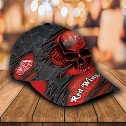 Alternative view of NHL Detroit Red Wings Custom Name Wings Skull Classic Cap
